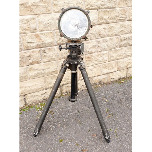 259 - A French fully adjustable tripod with a flood light mounted to it. No Shipping. Arrange collection o... 