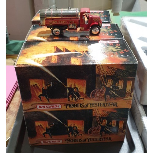 531 - Six boxed Models of Yesteryear fire engines. UK shipping £14.