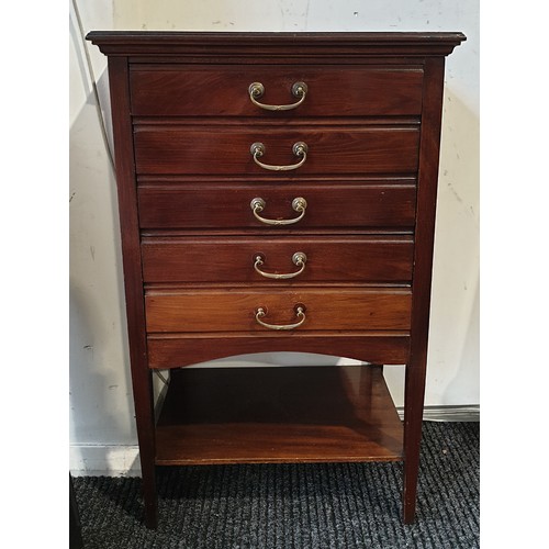 173 - An early 20th century mahogany five heights music cabinet, height 33