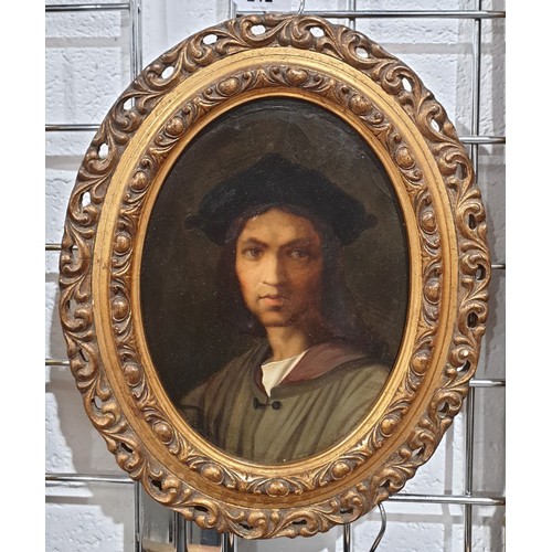 225 - Italian School: an antique portrait of a nobleman in a later frame, length 8.75