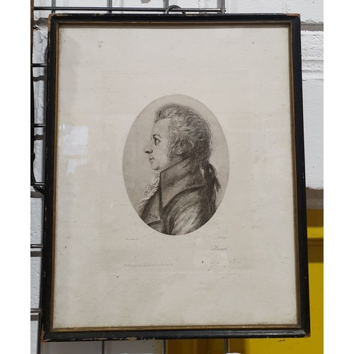 228 - An antique lithograph depicting Mozart, 14.5