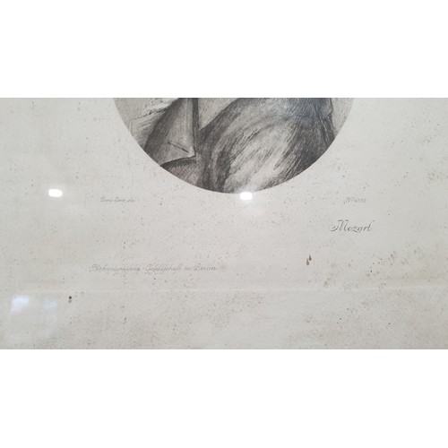 228 - An antique lithograph depicting Mozart, 14.5