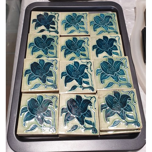 429 - Eighteen antique Minton tube lined tiles, 3