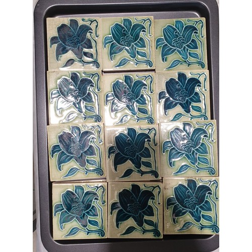 429 - Eighteen antique Minton tube lined tiles, 3