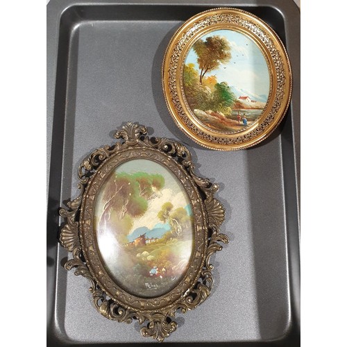 26 - Two oil on board miniature landscape paintings, the longest 4.75