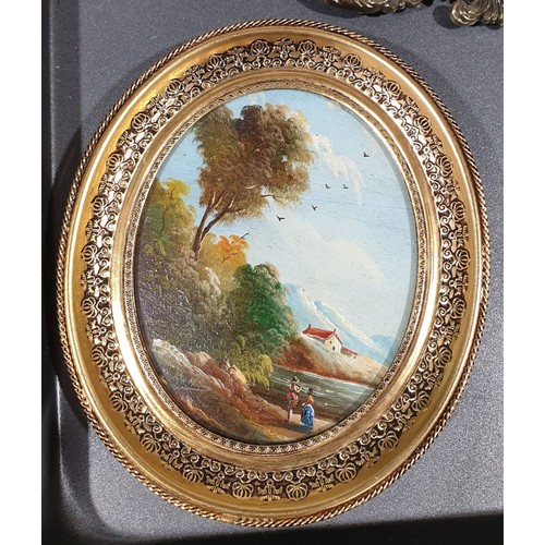 26 - Two oil on board miniature landscape paintings, the longest 4.75