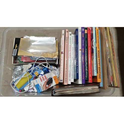 33 - A box of cross stitch books and crafting items. No shipping. Arrange collection or your own packer a... 