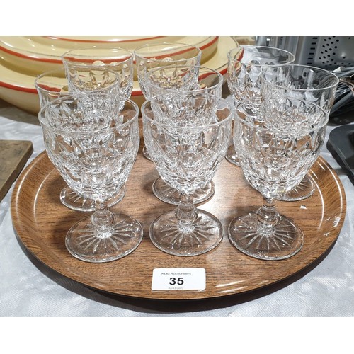 35 - Nine Tudor cut crystal wine glasses. No shipping. Arrange collection or your own packer and shipper,... 