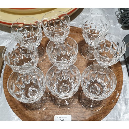 35 - Nine Tudor cut crystal wine glasses. No shipping. Arrange collection or your own packer and shipper,... 