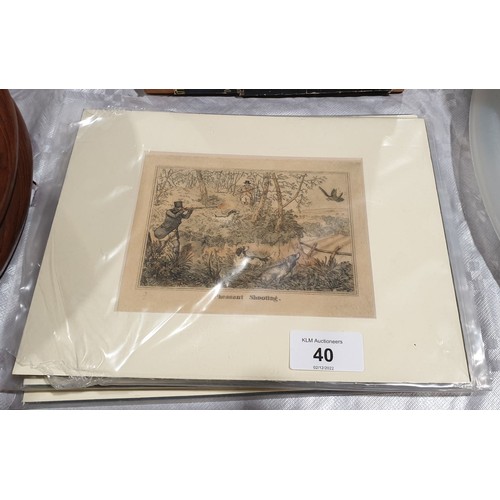 40 - Four antique mounted Country Sports prints, 4.25