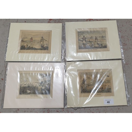 40 - Four antique mounted Country Sports prints, 4.25