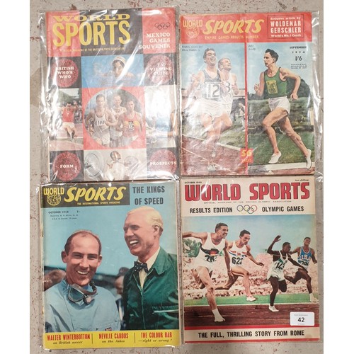 42 - Four 1950/60s copies of World Sports. UK shipping £14.