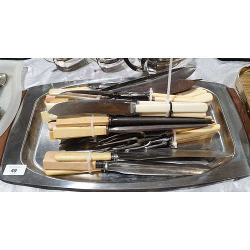 49 - A selection of carving knives forks and steels. UK shipping £14.