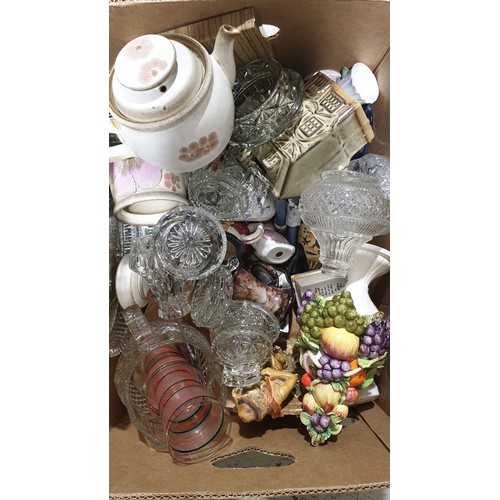 54 - A box of glass and ceramics including Denby. No shipping. Arrange collection or your own packer and ... 