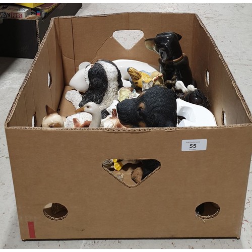 55 - A box of animal ornaments. No shipping. Arrange collection or your own packer and shipper, please.