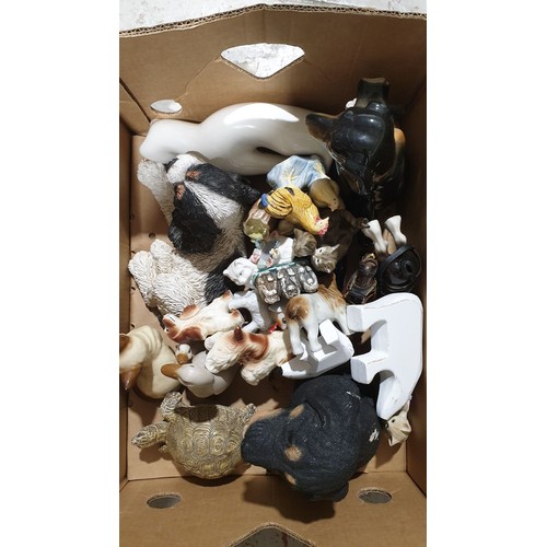 55 - A box of animal ornaments. No shipping. Arrange collection or your own packer and shipper, please.