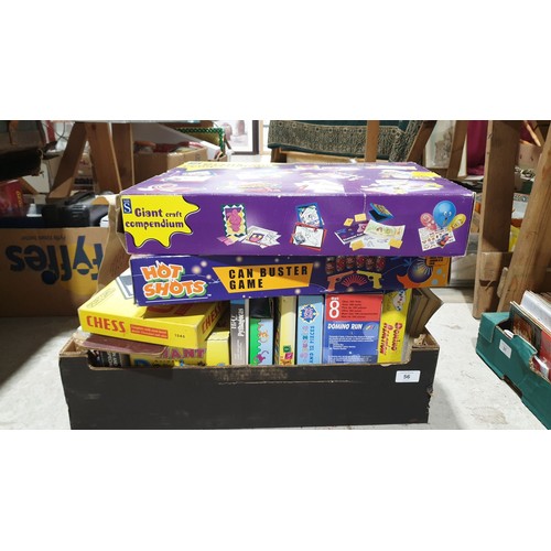 56 - A box of toys and games. No shipping. Arrange collection or your own packer and shipper, please.