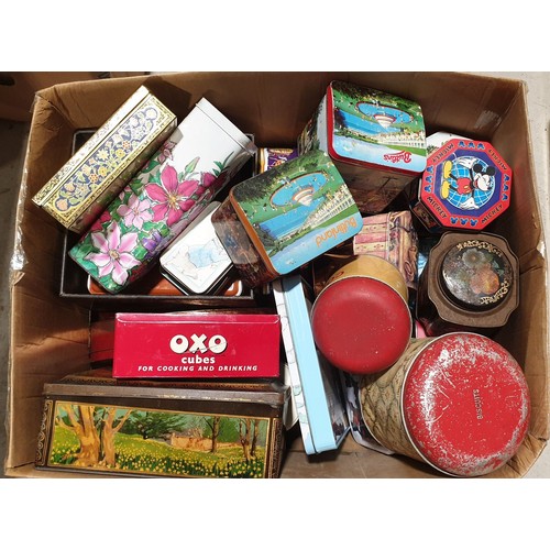 59 - A box of vintage and later tins including Worcester ware. No shipping. Arrange collection or your ow... 