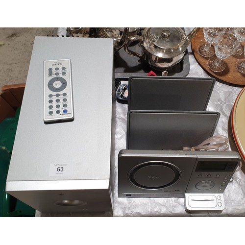 63 - A Teac digital radio MP3 and CD player system. No shipping. Arrange collection or your own packer an... 