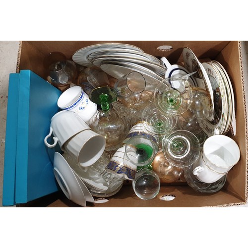 87 - A box of glass and china. No shipping. Arrange collection or your own packer and shipper, please.