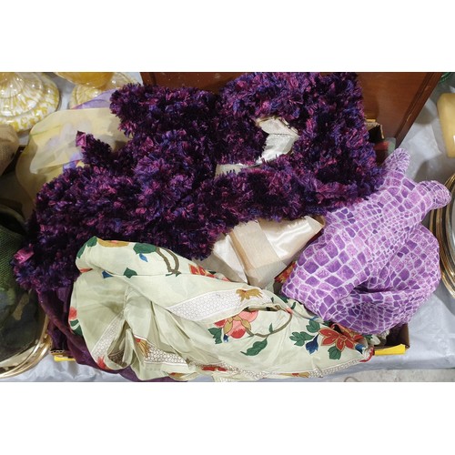 111 - A box of ladies scarves. UK shipping £14.