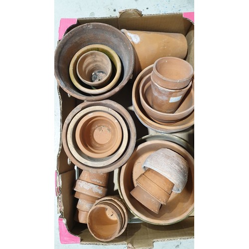 131 - A box of terracotta plant pots. No shipping. Arrange collection or your own packer and shipper, plea... 