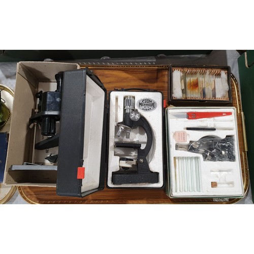 143 - Three vintage microscopes. No shipping. Arrange collection or your own packer and shipper, please.