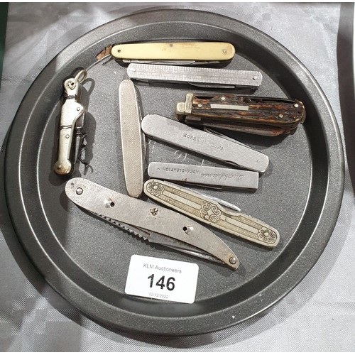 146 - A selection of penknives. UK shipping £14.