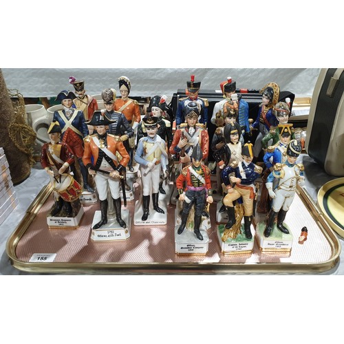 155 - A selection of Capodimonte soldier figurines some A/F. No shipping. Arrange collection or your own p... 