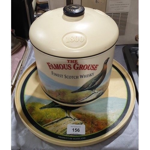 156 - A Famous Grouse whiskey bar tray and ice bucket. UK shipping £14.