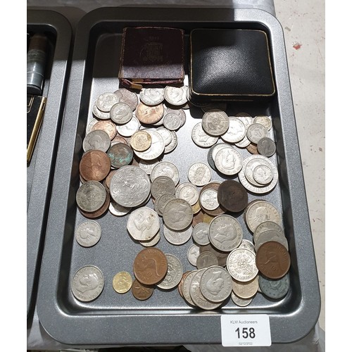 158 - A selection of British and foreign coinage and a Festival of Britain coin. UK shipping £14.