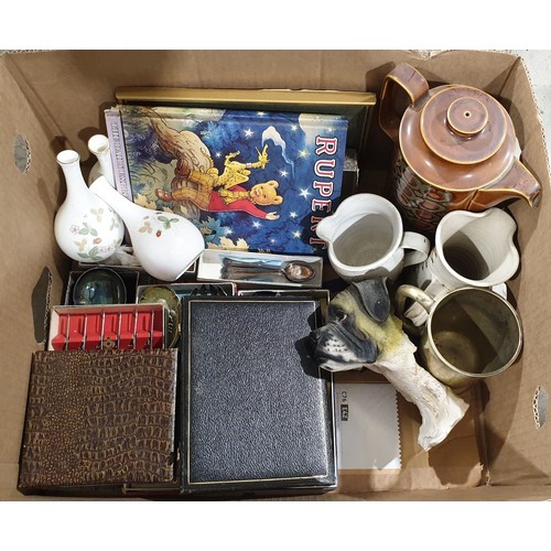 162 - A box of assorted including a Hornsea coffee pot. No shipping. Arrange collection or your own packer... 