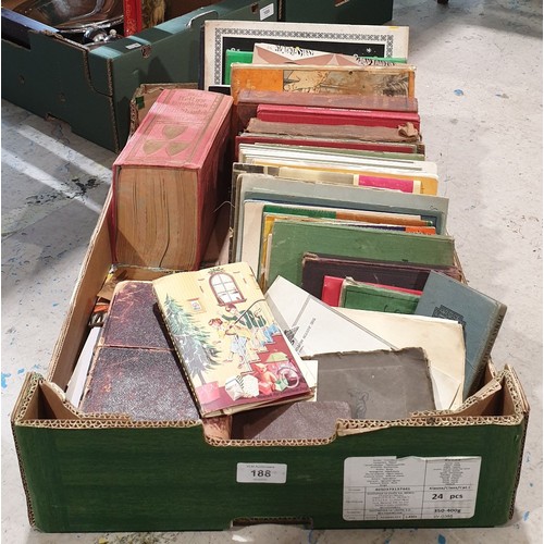 188 - A box of vintage books and ephemera. No shipping. Arrange collection or your own packer and shipper,... 