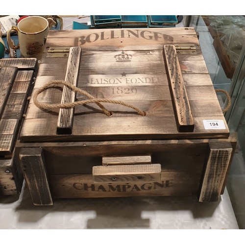 194 - A wooden Bollinger crate, width 15.75