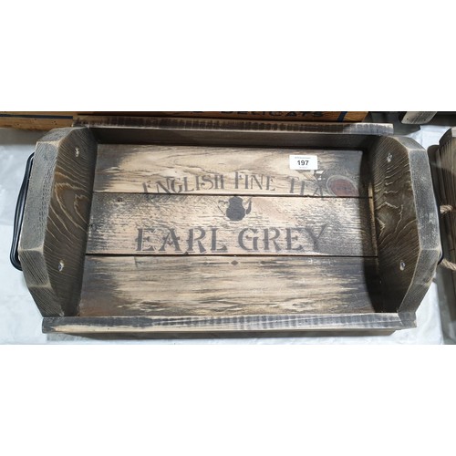 197 - A wooden Earl Grey tray, Length 18.25