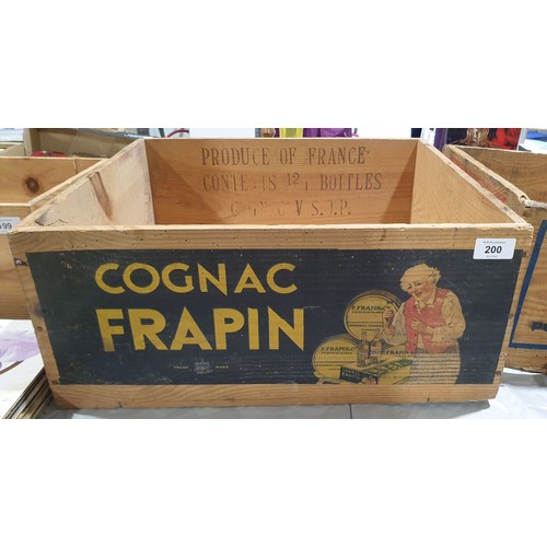 200 - A vintage French cognac Frapin crate, length 19