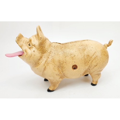 248 - A cast iron pig money box, length 8.25