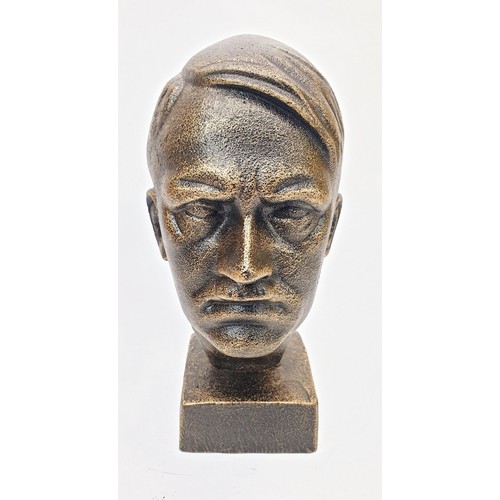 255 - A cast iron bust of Adolf Hitler, height 8