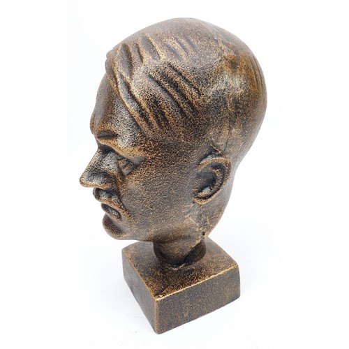 255 - A cast iron bust of Adolf Hitler, height 8