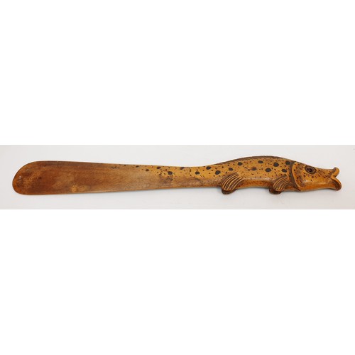 261 - A Chinese boxwood page turner carved in the form of a carp, length 12.75