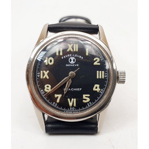 336 - A vintage gentleman's stainless steel Favre-Leuba Sea Chief mechanical wrist watch, A/F. UK shipping... 