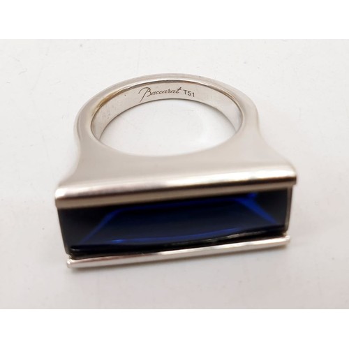 367 - A 925 silver Baccarat Insomnight Mordore ring, size L. UK shipping £14.