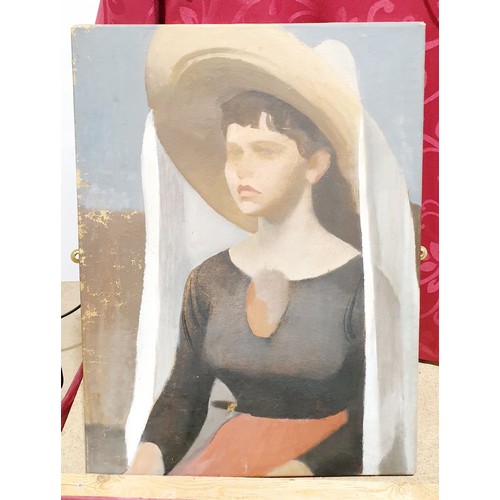 280 - An oil on canvas painting of a lady, 23