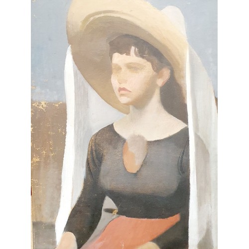 280 - An oil on canvas painting of a lady, 23