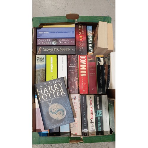 380 - A box of books including J K Rowling, Harry Potter and the Deathly Allows first edition. No shipping... 