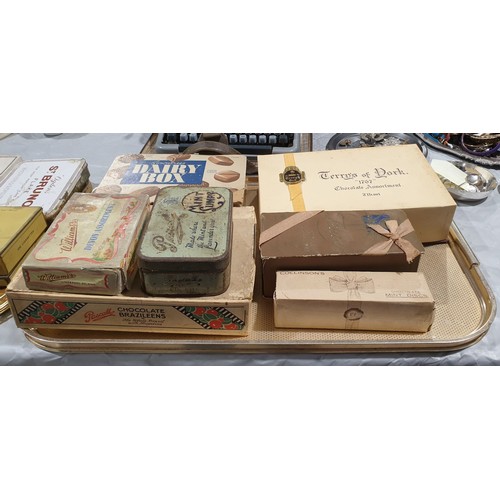 414 - A selection of vintage confectionery boxes and a tin. UK shipping £14.