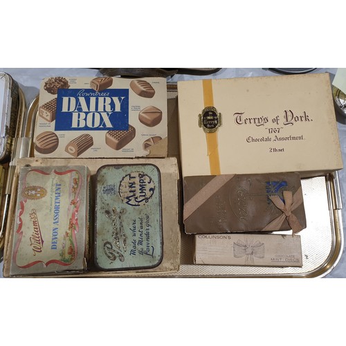 414 - A selection of vintage confectionery boxes and a tin. UK shipping £14.