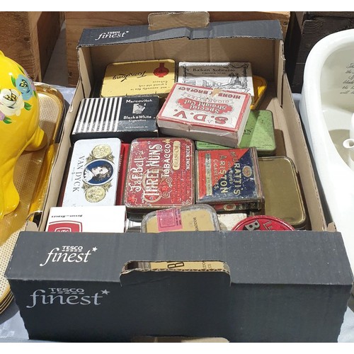 418 - A box of vintage tobacco tins. and boxes. UK shipping £14.