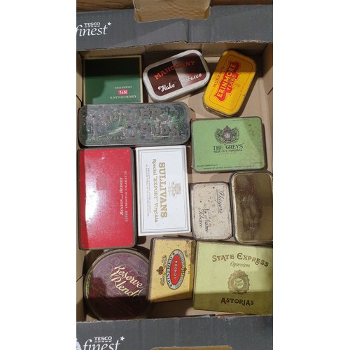 418 - A box of vintage tobacco tins. and boxes. UK shipping £14.