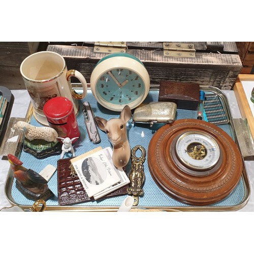 427 - A tray of collectables including a barometer. No shipping. Arrange collection or your own packer and... 